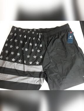 6XL Black Star-Stripe Swim Shorts C360